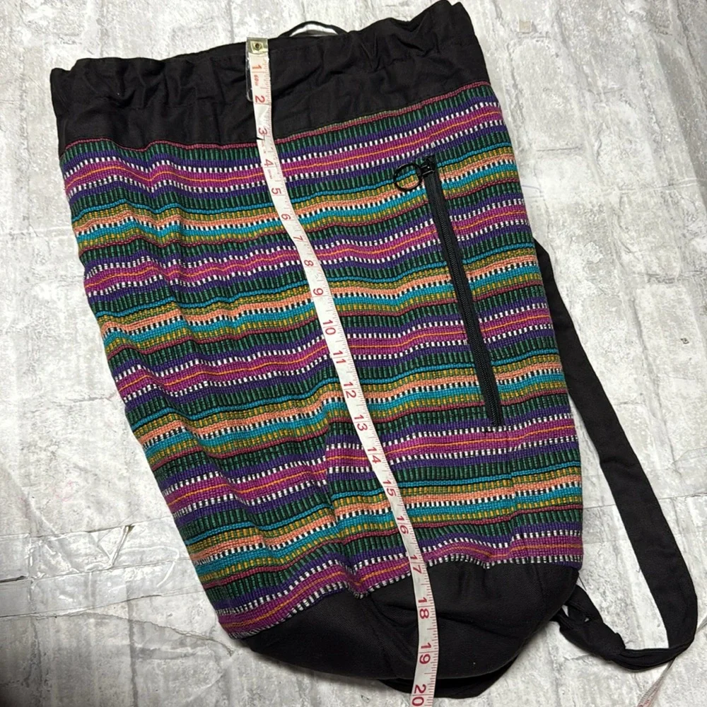 Colorful ethnic boho travel cotton printed drawstring Striped backpack